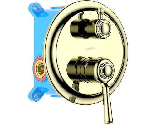 Смеситель Aquatek Классик AQ1546PG встраиваемый для душа, золото/полированное