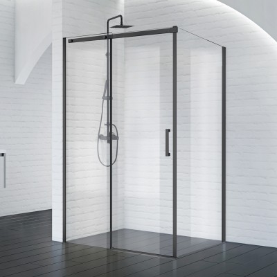 Душевой уголок BelBagno Acqua 130x90х195 ACQUA-AH-1-130/90-C-NERO профиль черный/матовый, стекло прозрачное