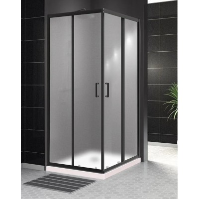 Душевой уголок BelBagno Uno 90х90х195 UNO-195-A-2-90-P-NERO профиль черный/матовый, стекло рифлёное