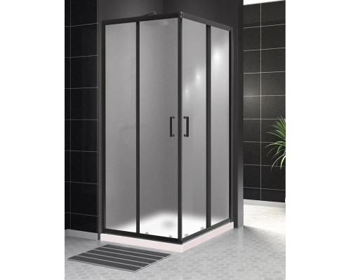 Душевой уголок BelBagno Uno 90х90х195 UNO-195-A-2-90-P-NERO профиль черный/матовый, стекло рифлёное