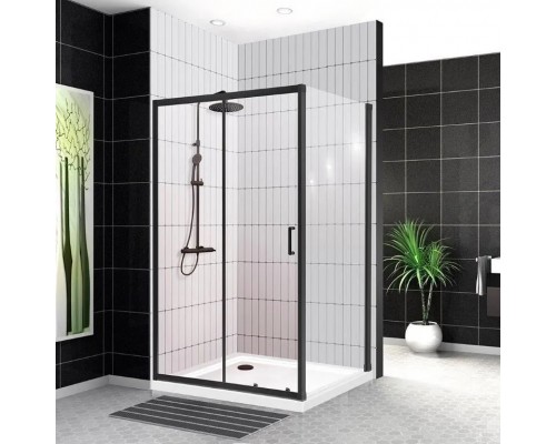 Душевой уголок BelBagno Uno 120x80x195 UNO-195-AH-1-120/80-C-NERO профиль черный/матовый, стекло прозрачное