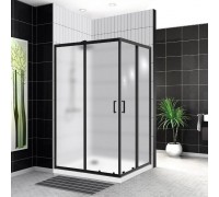 Душевой уголок BelBagno Uno 120x90x195 UNO-195-AH-2-120/90-P-NERO профиль черный/матовый, стекло рифлёное