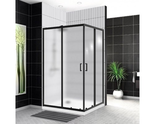 Душевой уголок BelBagno Uno 120x90x195 UNO-195-AH-2-120/90-P-NERO профиль черный/матовый, стекло рифлёное