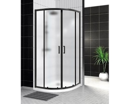 Душевой уголок BelBagno Uno 90х90х195 UNO-195-R-2-90-P-NERO профиль черный/матовый, стекло рифлёное