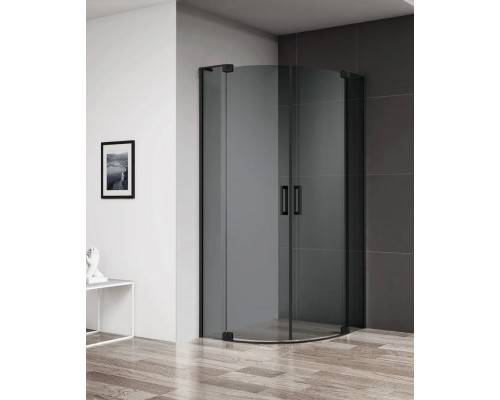 Душевой уголок Cezares Slider 900-1000x900-1000x1950 SLIDER-R-2-90/100-GRIGIO-NERO профиль черный/матовый, стекло серое