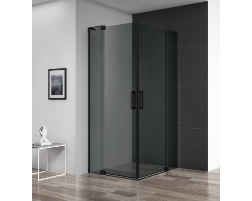 Душевой уголок Cezares Slider 700-800x900-1000x1950 SLIDER-AH-2-70/80-90/100-GRIGIO-NERO профиль черный/матовый, стекло серое