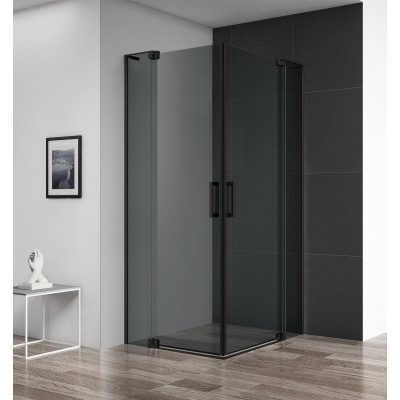 Душевой уголок Cezares Slider 800-900x800-900x1950 SLIDER-A-2-80/90-GRIGIO-NERO профиль черный/матовый, стекло серое