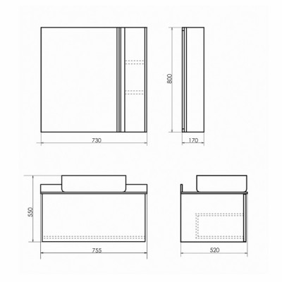 Тумба с раковиной comforty эдинбург 75 бетон светлый